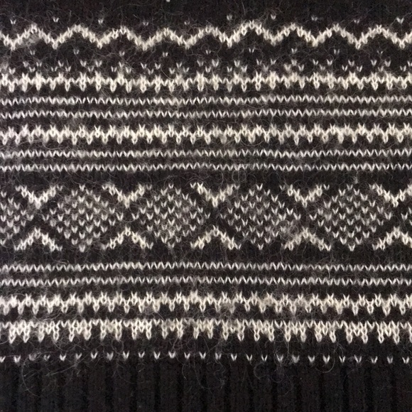 Black & white fairs isle mohair sweater M tunic acrylic knit Vintage - Picture 3 of 6